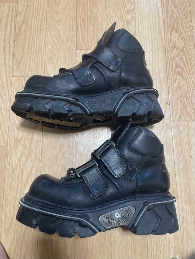 激レア廃盤　00s newrock ブラックブーツ　厚底　archive