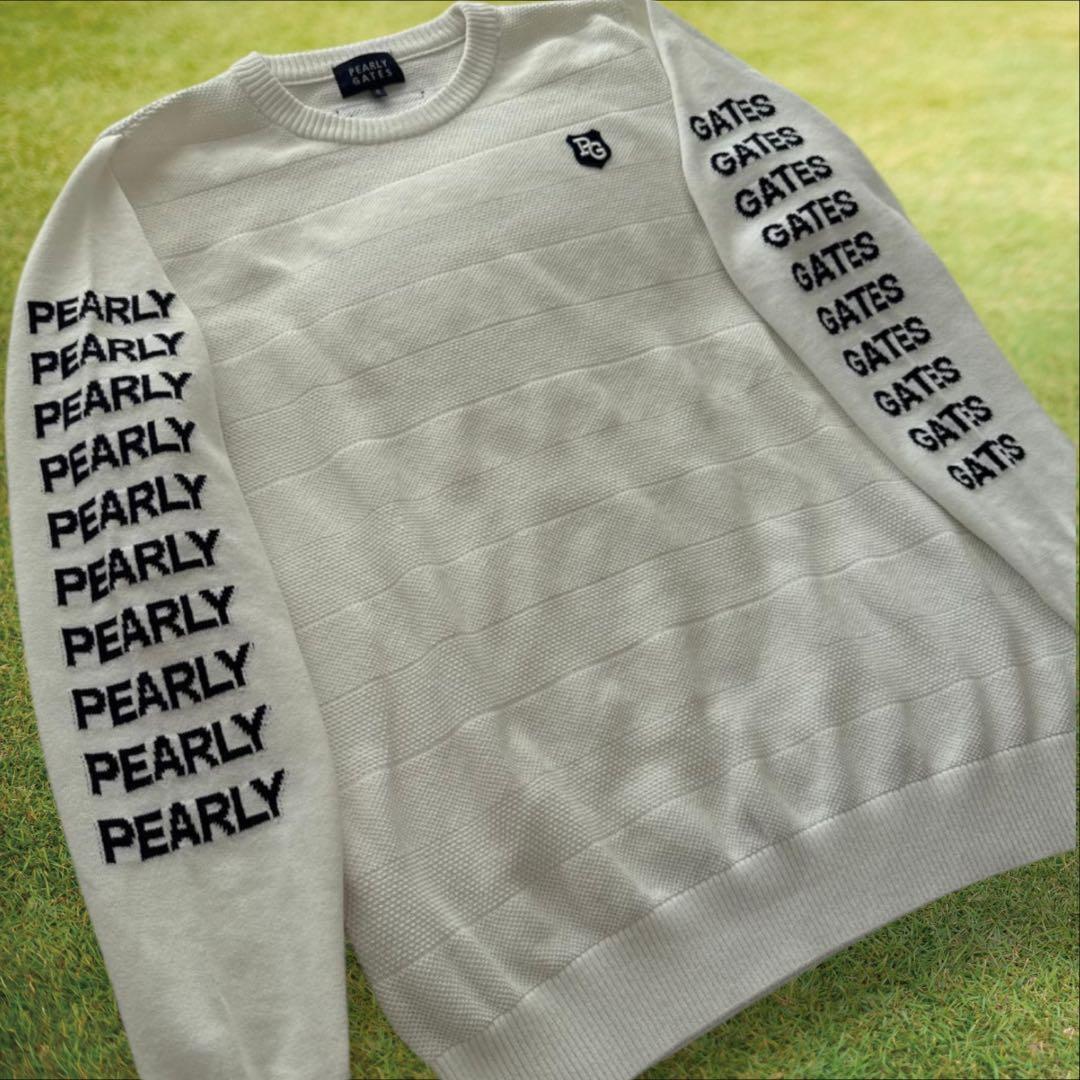 極美品　パーリーゲイツ　ニット　セーター　白　L〜XL相当 ホワイト　5 総柄