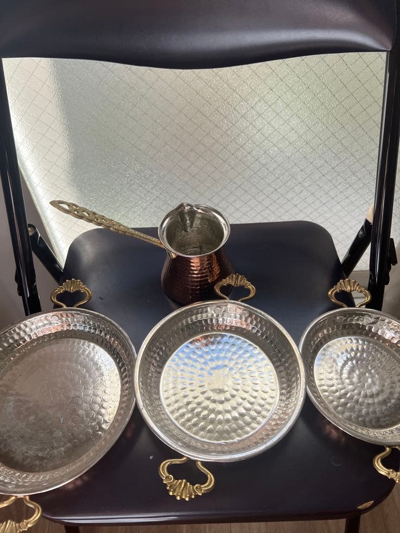 銅製ハンマード鍋セット 4点