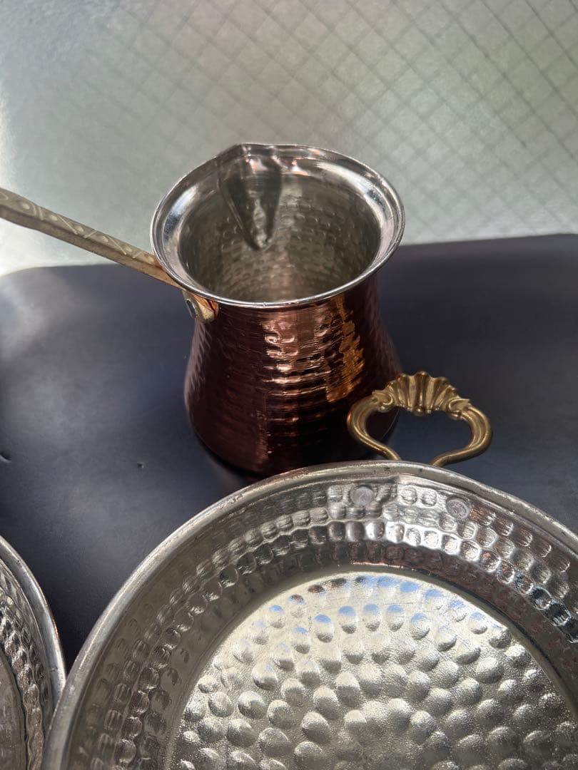 銅製ハンマード鍋セット 4点