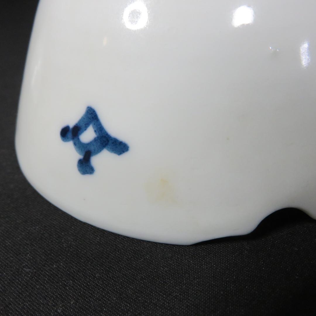 染付 5客 古伊万里 小鉢 歪み 窯傷 吉祥文 草文様 薄手 明治 大正 向付