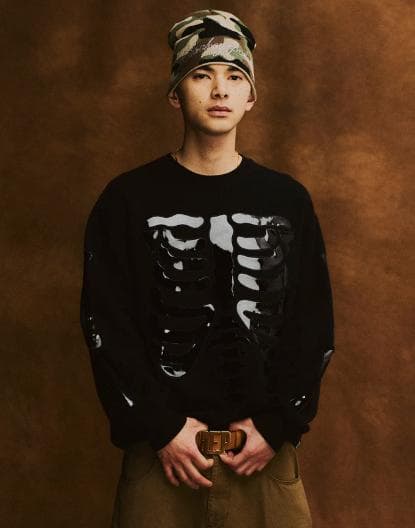 ブラックアイパッチ SKELETON PATCHED CREW SWEAT M