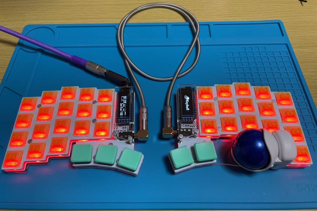 【完成品】Keyball39(LEDも実装)おまけ、ケース付き全部セット