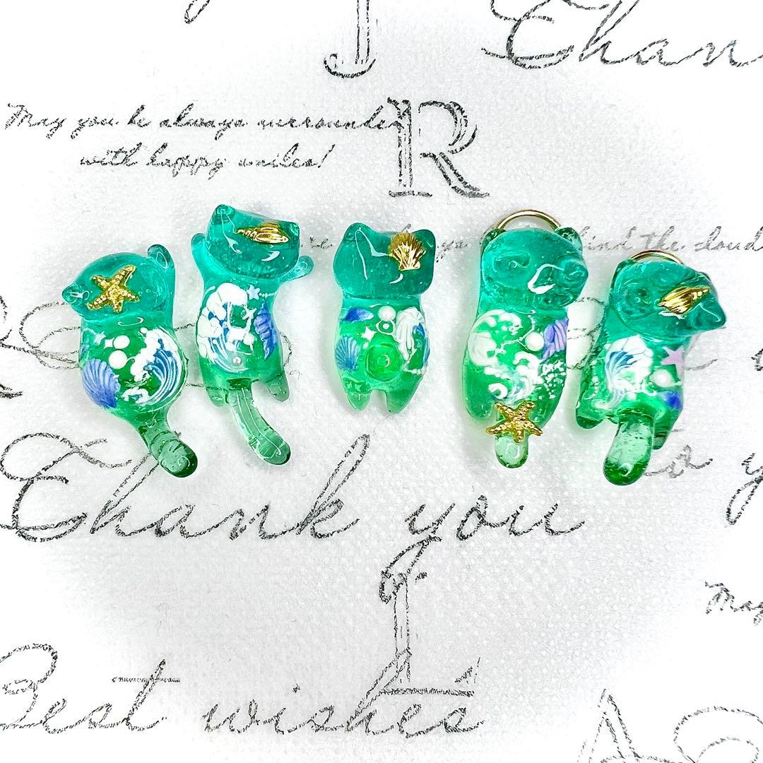 リクエスト専用　青いお花　氷　猫　5個セット