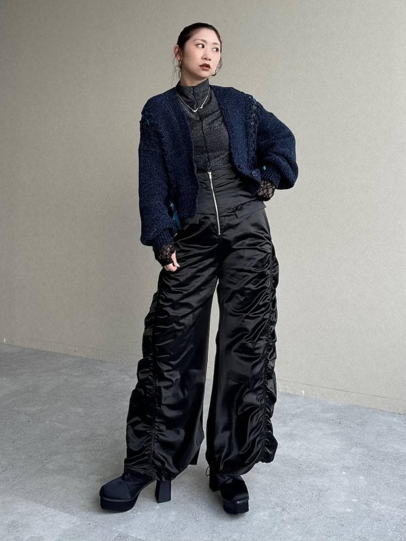 即完売品 新作 新品 HARE モールレースアップカーディガン ブルー