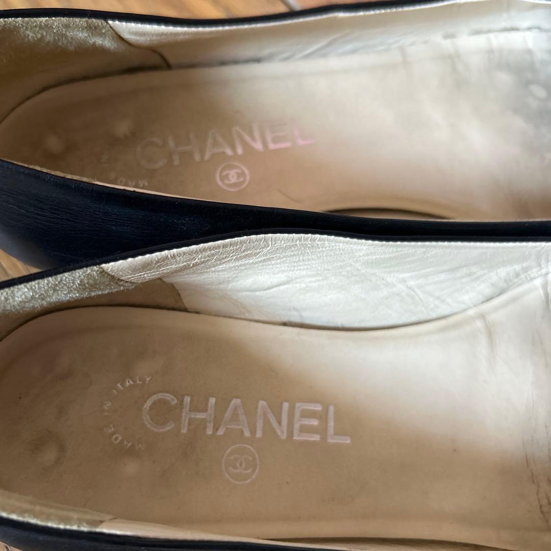 CHANEL シャネル　黒 フラットシューズ39