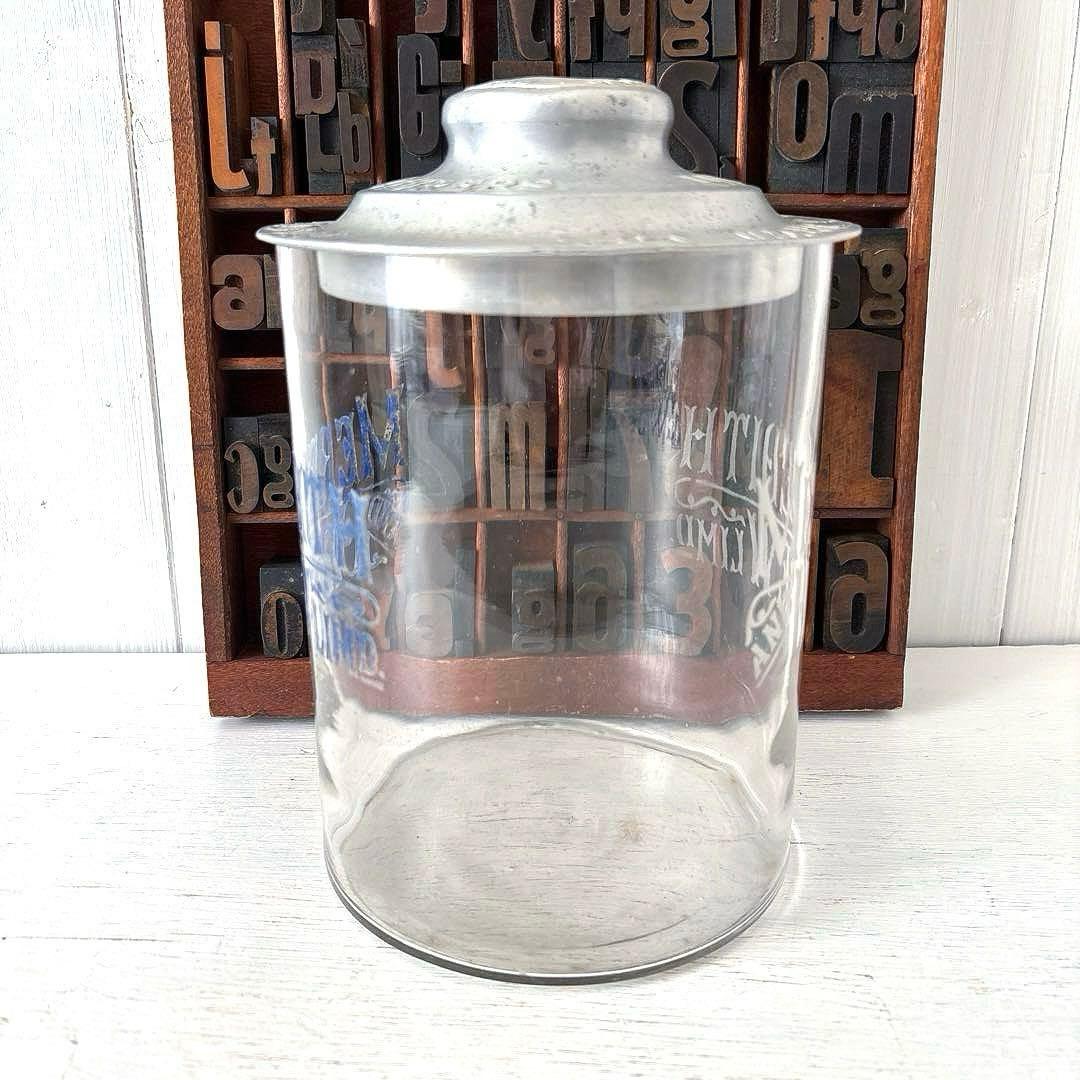 イギリスアンティーク MEREDITH&DREWビスケット ガラスジャー 蓋付き