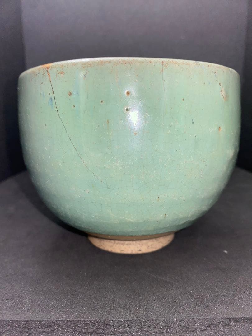 布志名 緑釉ぼてぼて茶碗　桶茶　出雲丸碗　ぼてぼて碗　呉須手茶碗　呉洲茶碗　呉洲