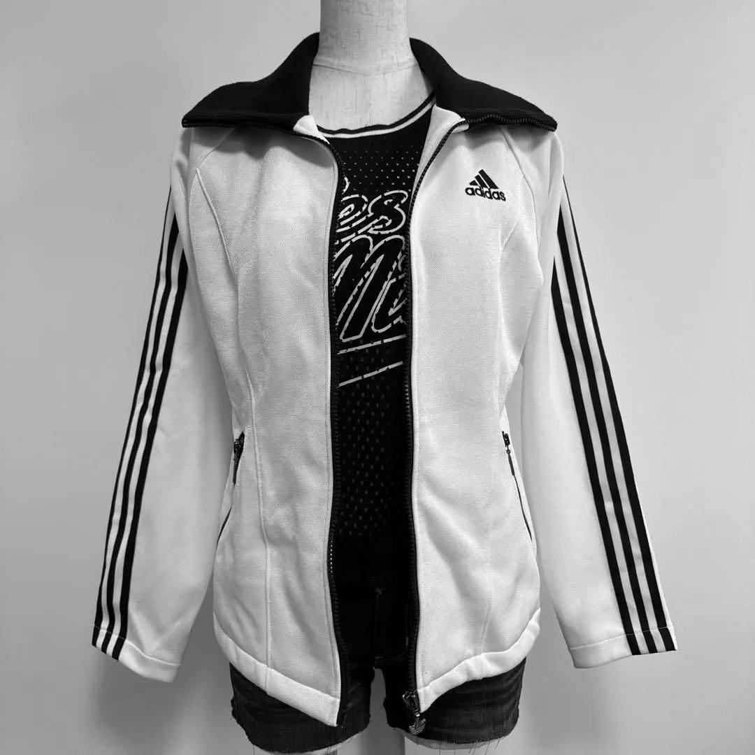 美品 adidas デサント製 トラックジャケット JASPO L 白黒
