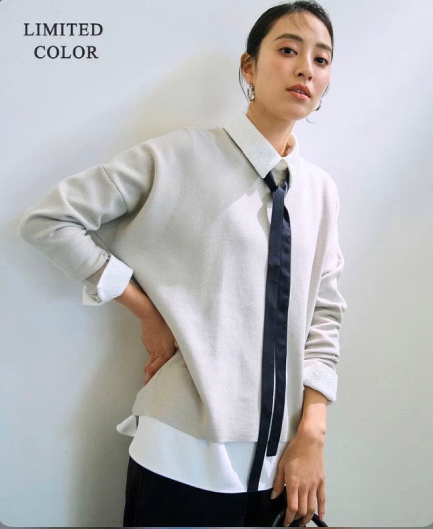 iCB今季　マラボーテＷジョーゼット ボウタイ付きシャツカラートップス