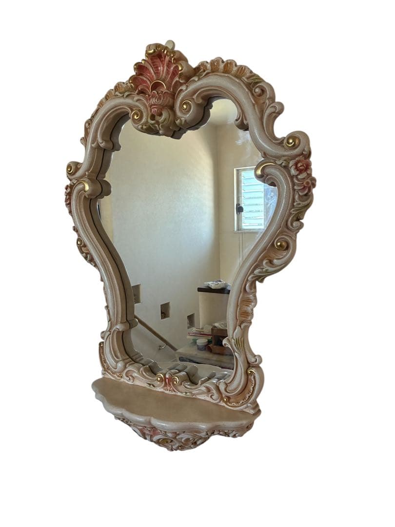 ロココ調 クラッシック家具　壁掛け式ミラー　プリンセス　コンソール付き