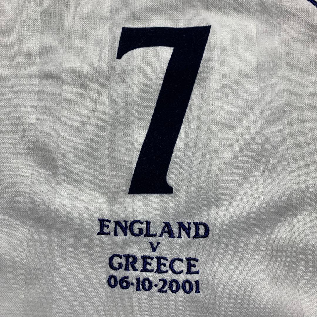 正規品 イングランド ホーム長袖 2002W杯予選ギリシャ戦 No.7 ベッカム