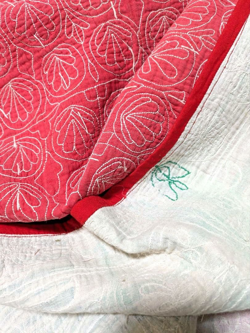 #167 ヴィンテージ ラリーキルト / カンタキルト ソファカバー /ラグ 赤