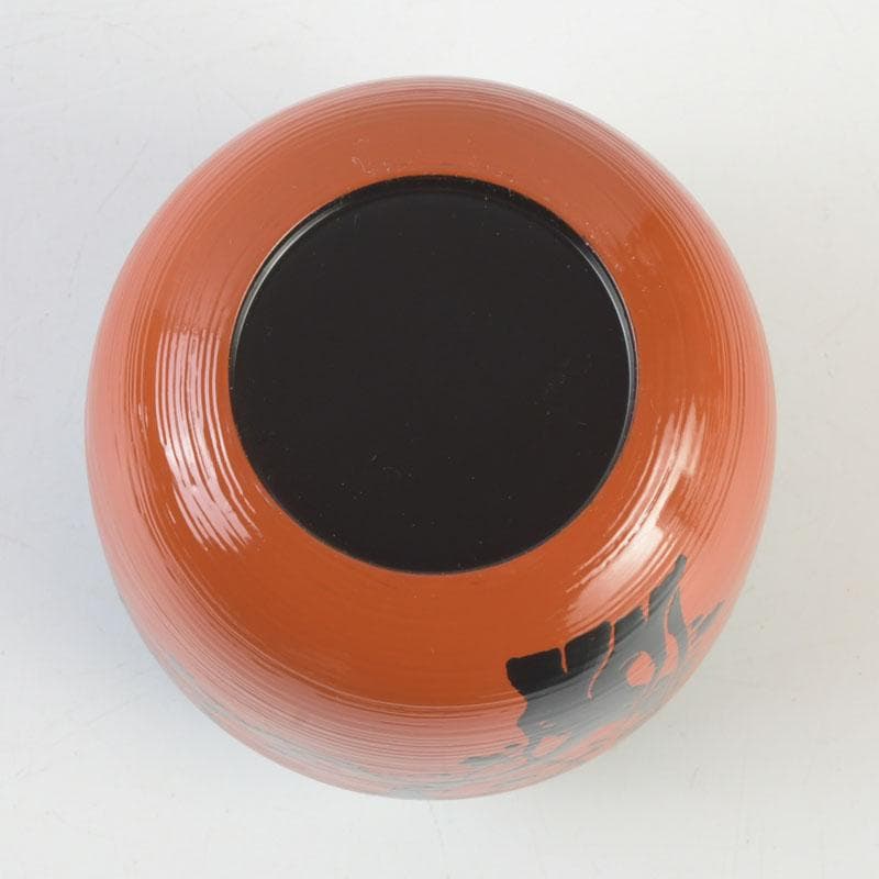 茶道具　山中塗　道場宗廣作　朱刷毛目　梅月蒔絵　大棗　共箱　V　9836