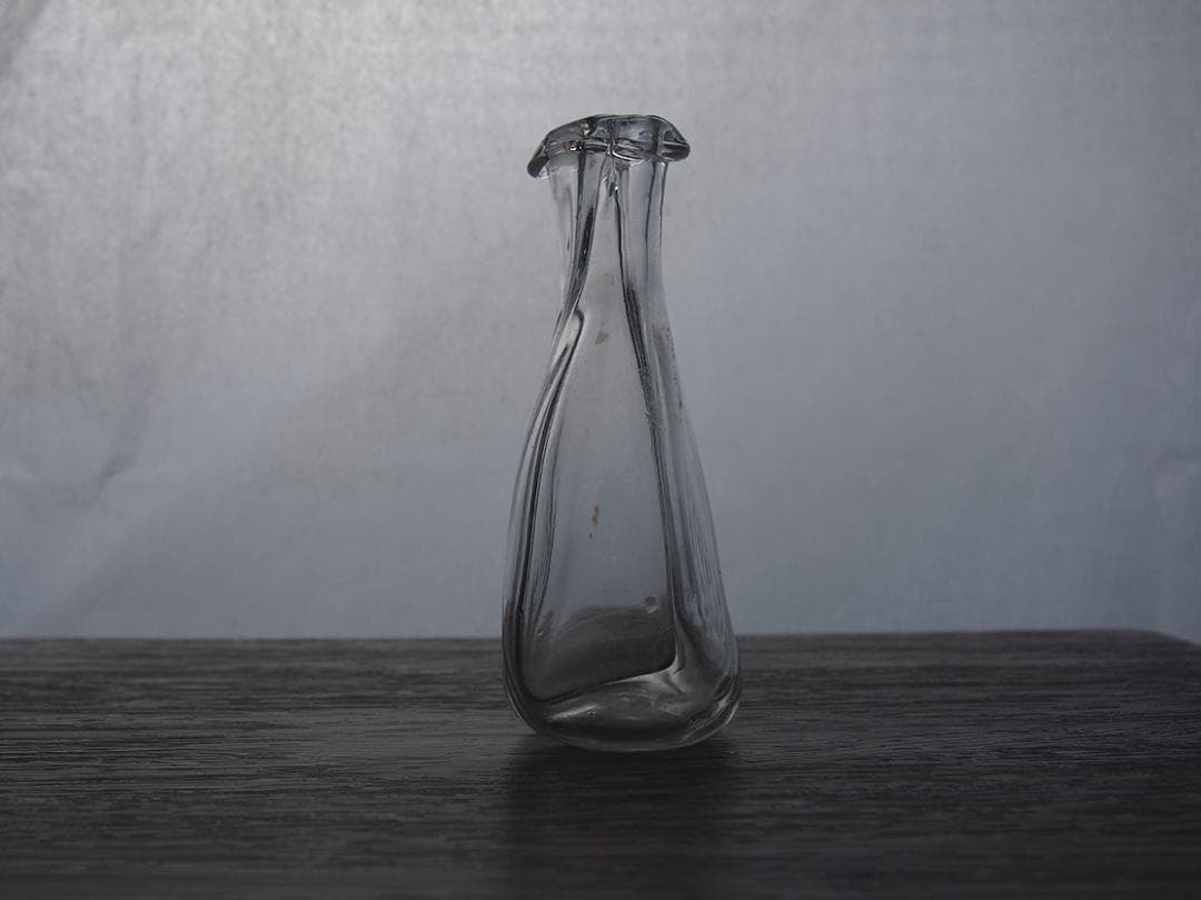 吹きガラスの２輪挿し ゆらゆらガラス ガラスボトル 古道具 硝子/K413