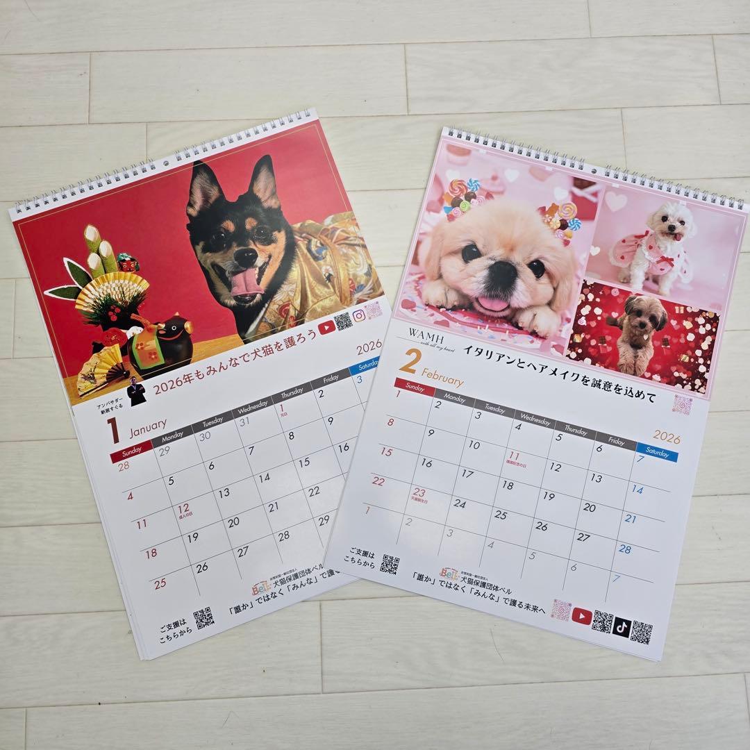 ①『犬』壁掛けチャリティーカレンダー10枚セット