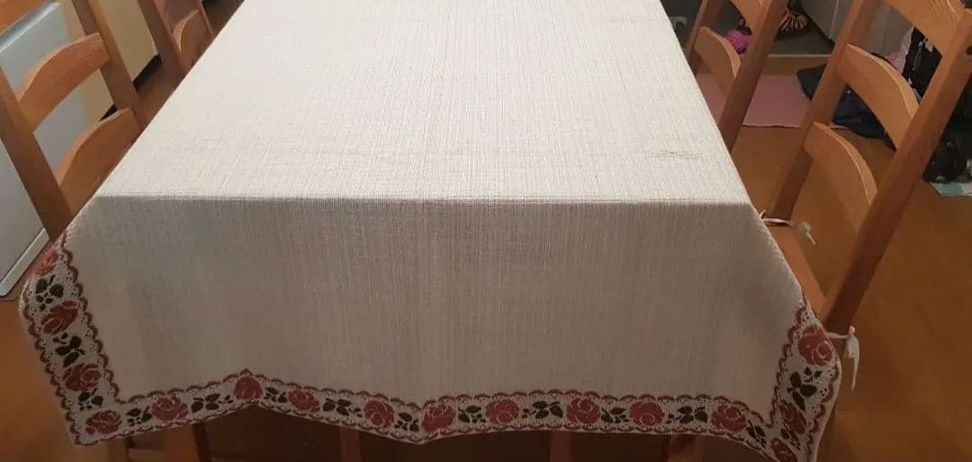 ホワイト 花柄 テーブルクロス