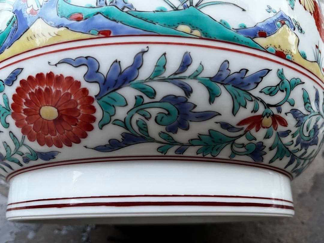 鷹峰　緒方作　大深鉢　火鉢　置物　工芸品　美術品　直径31cm アンティーク