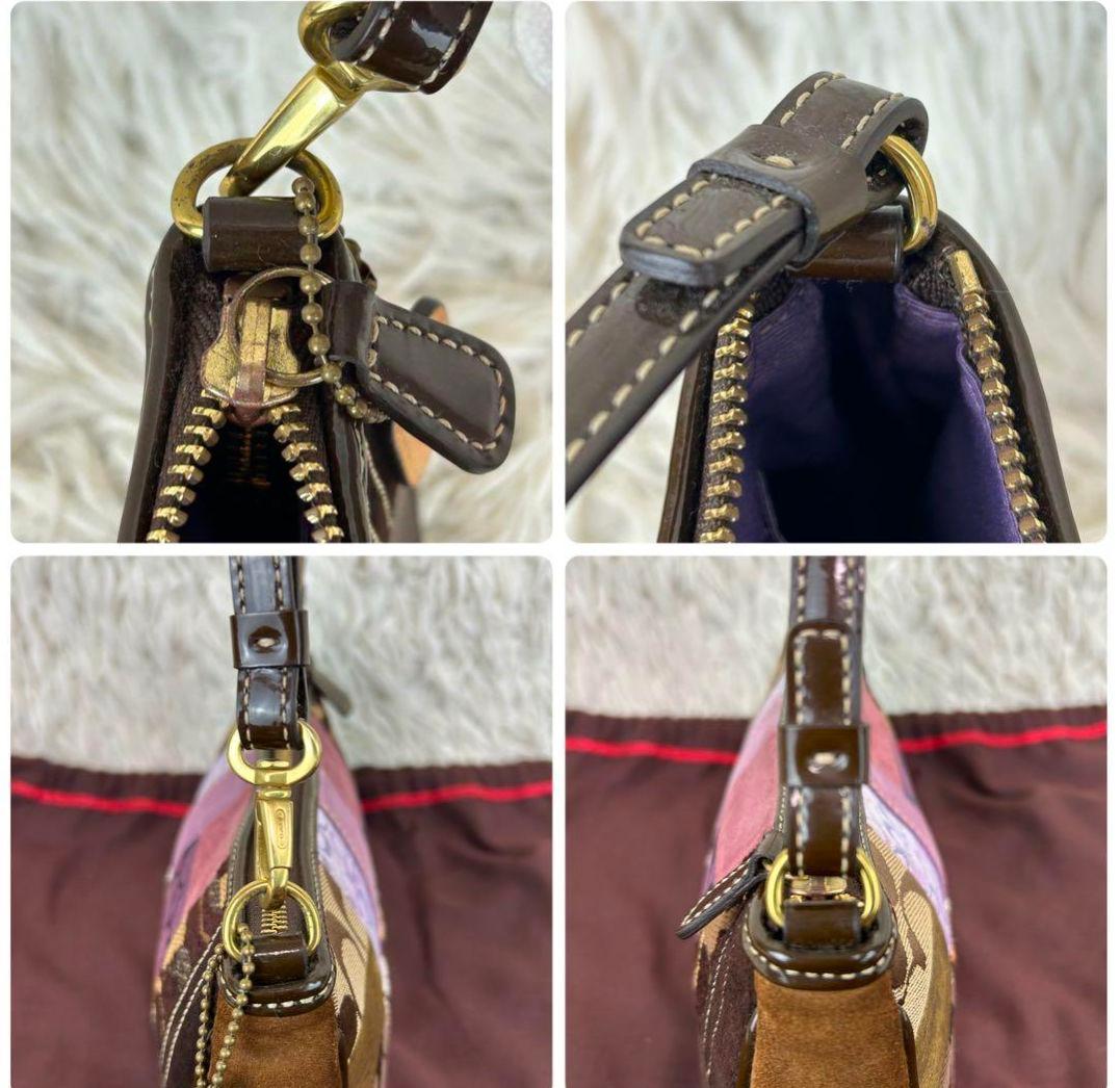 【希少】COACH コーチ アクセサリーポーチ パッチワーク 総柄　ハラコ