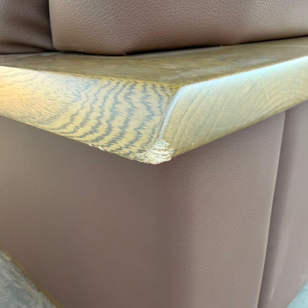 カリモク オールド　レザー 3Pソファ 本革 ブラウン系　 レトロ