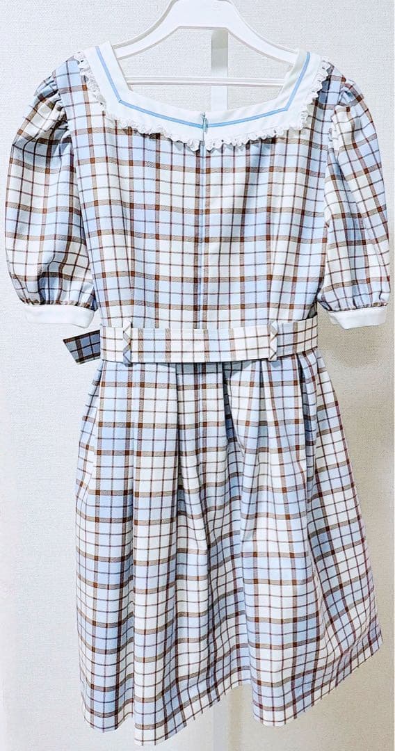 【完全最終値下】 GIRL POPS OP ワンピース サックス チェック 水色