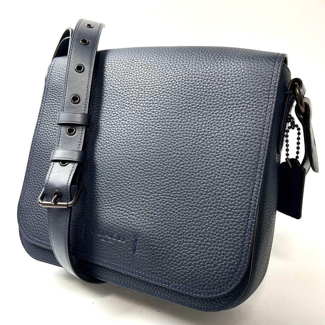 美品　コーチ　ゴッサム　レザー　クロスボディバッグ　C0241 シボ革　ネイビー