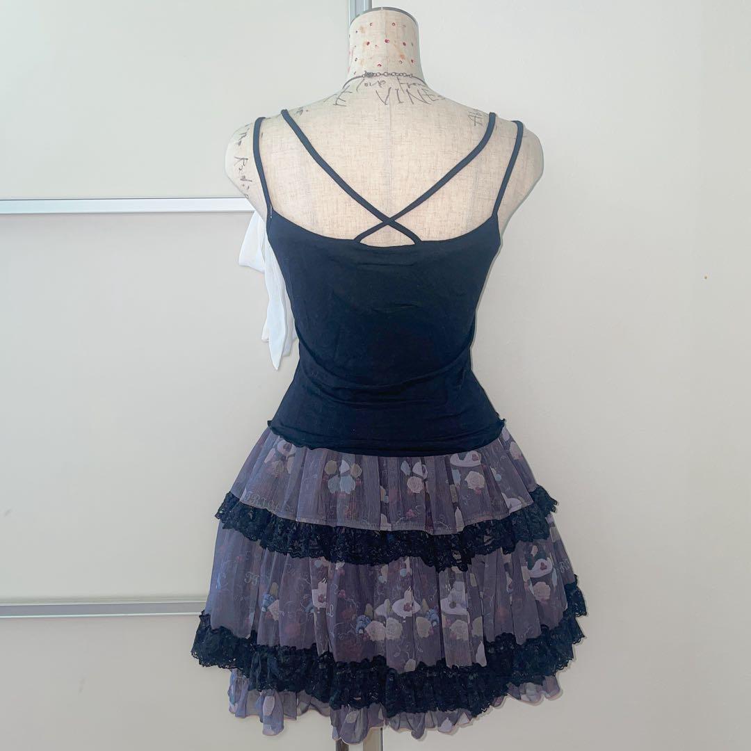 00s 希少 h.naoto heaven フリルリボン付きプリントキャミソール