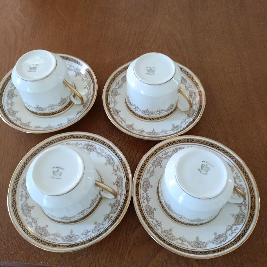aynsleyアンティーク　アフタヌーンティーセット　 金縁 4人分