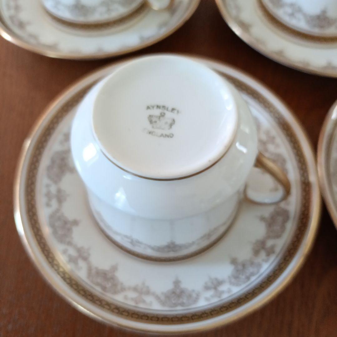 aynsleyアンティーク　アフタヌーンティーセット　 金縁 4人分