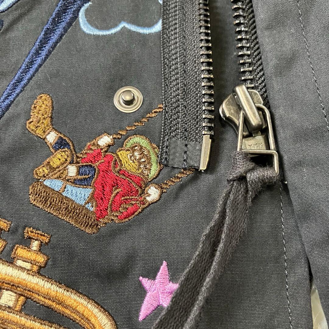 go slow caravan コードクロスパネル 刺繍 モッズコート 黒 音楽