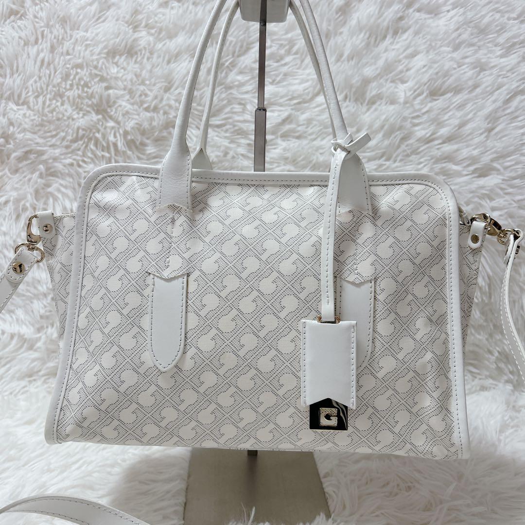 GHERARDINI ゲラルディーニ 2way ハンドバッグ ソフティ 総柄 白