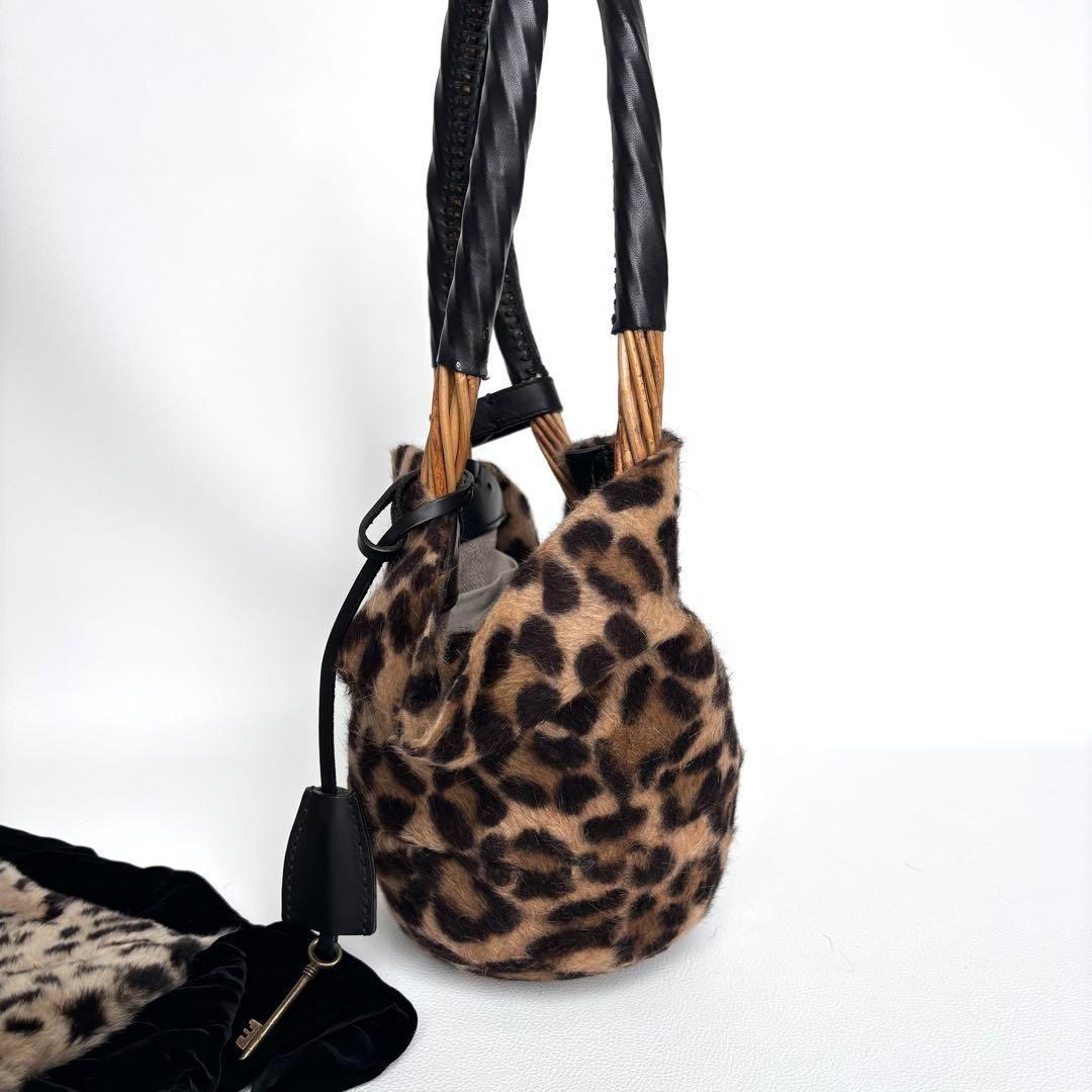 美品✨ebagos エバゴス　かごバッグ　夜na夜na レオパード