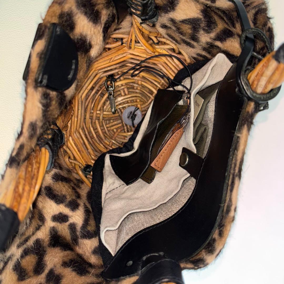 美品✨ebagos エバゴス　かごバッグ　夜na夜na レオパード