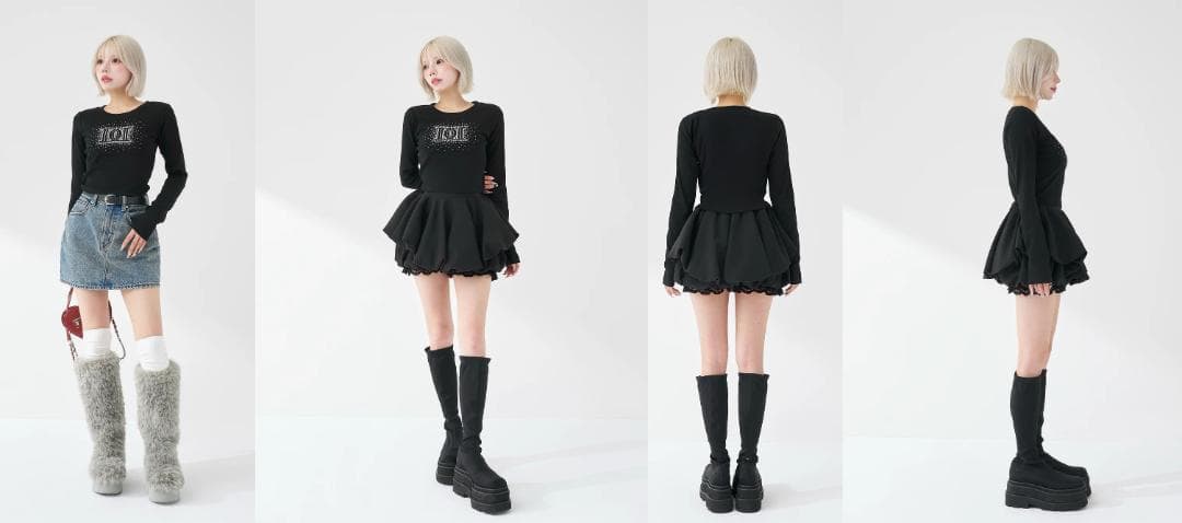 ダーリッチ darich シャイニーDDロゴコンパクトロングTシャツ ブラック