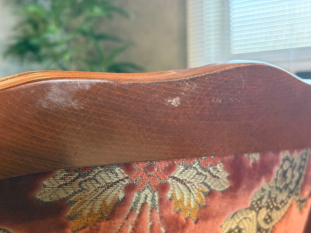 ヴィンテージ　ロココ　アームチェア　猫脚　クラシック　クラシカル　金華山織　IY