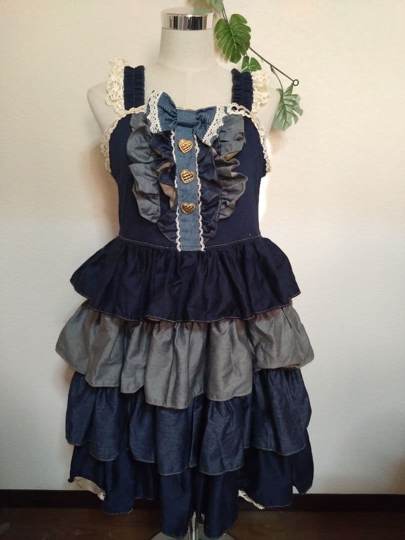 【週末処分】mam maxicimam デニムフリルワンピース