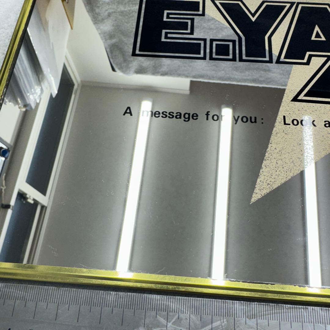 矢沢永吉　Ｅ.YAZAWA 鏡　パブミラー　昭和レトロ　極美品　金縁