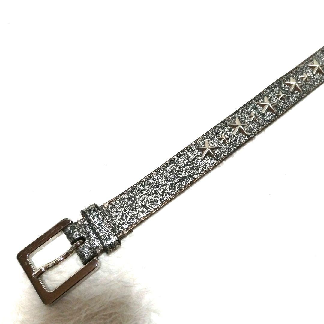 JIMMY CHOO ジミーチュウ スター 星 スタッズ 総柄 レザーベルト 銀
