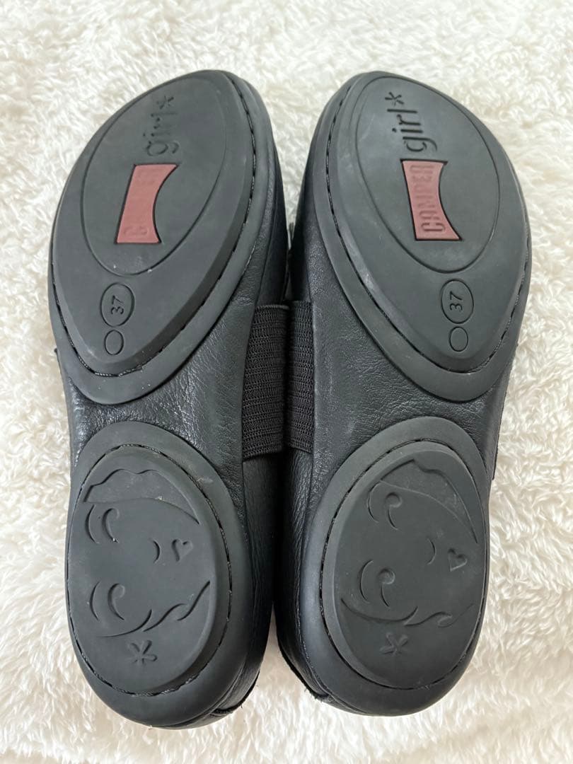 専用　カンペール ライトニナ フラットシューズ レザー ゴムストラップ 黒37