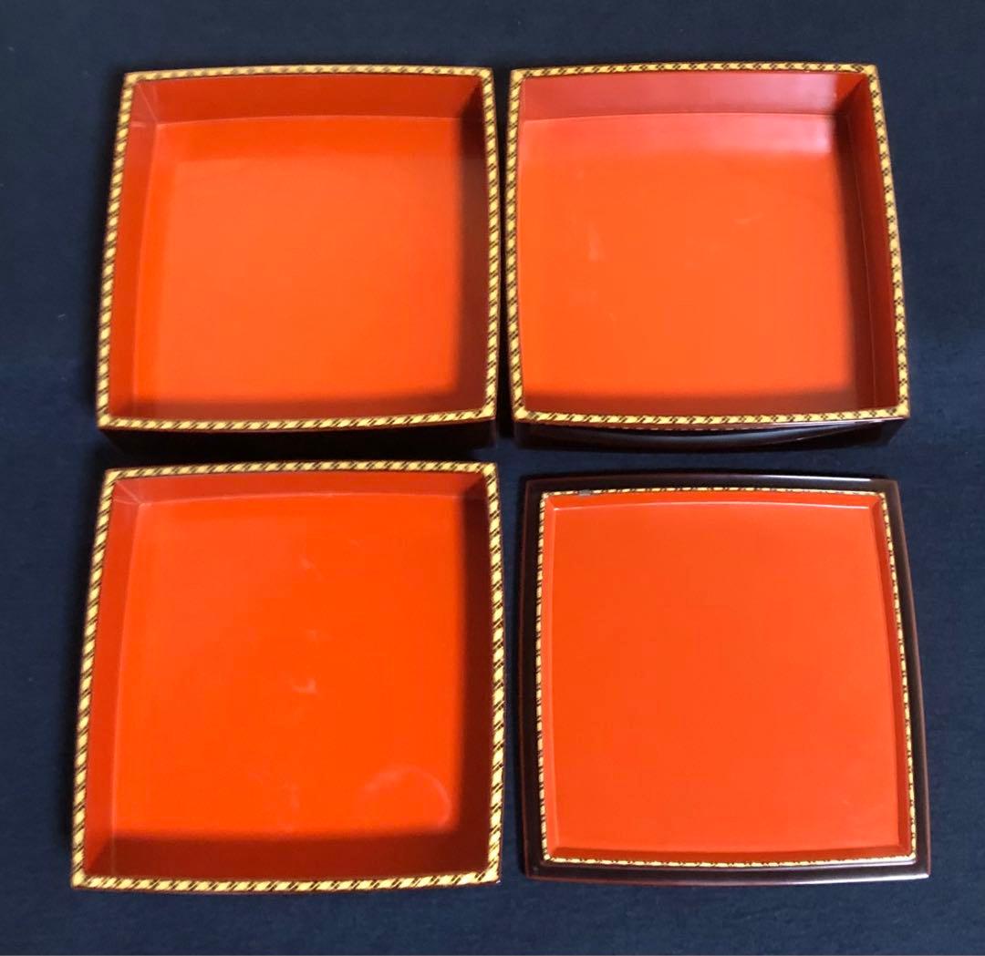 《R》輪島塗 溜アジロ 三段重 木製漆器 木箱　260120き5