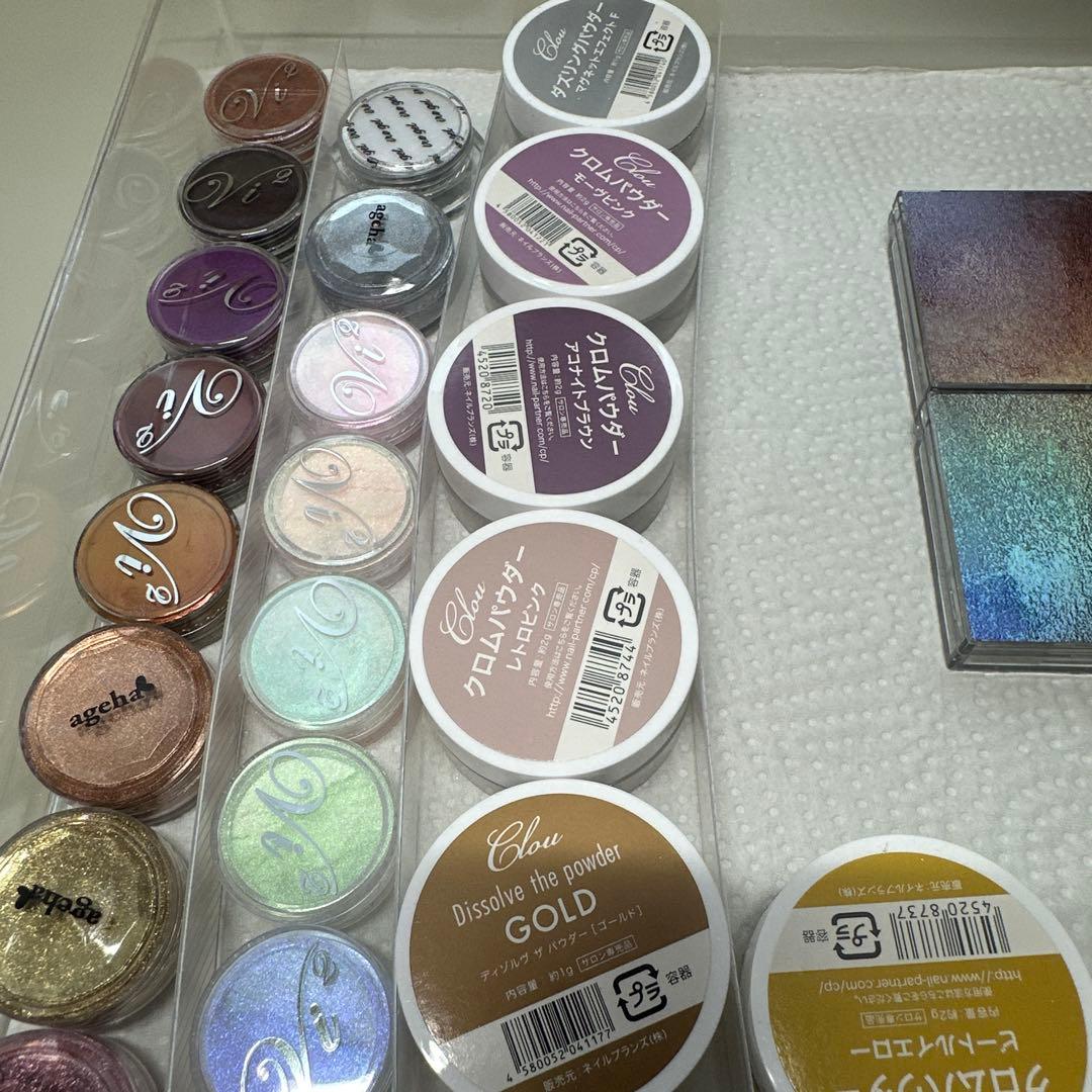 【美品】ネイルアート パウダー各種 大量 まとめ売り 33種類 ミラーパウダー等