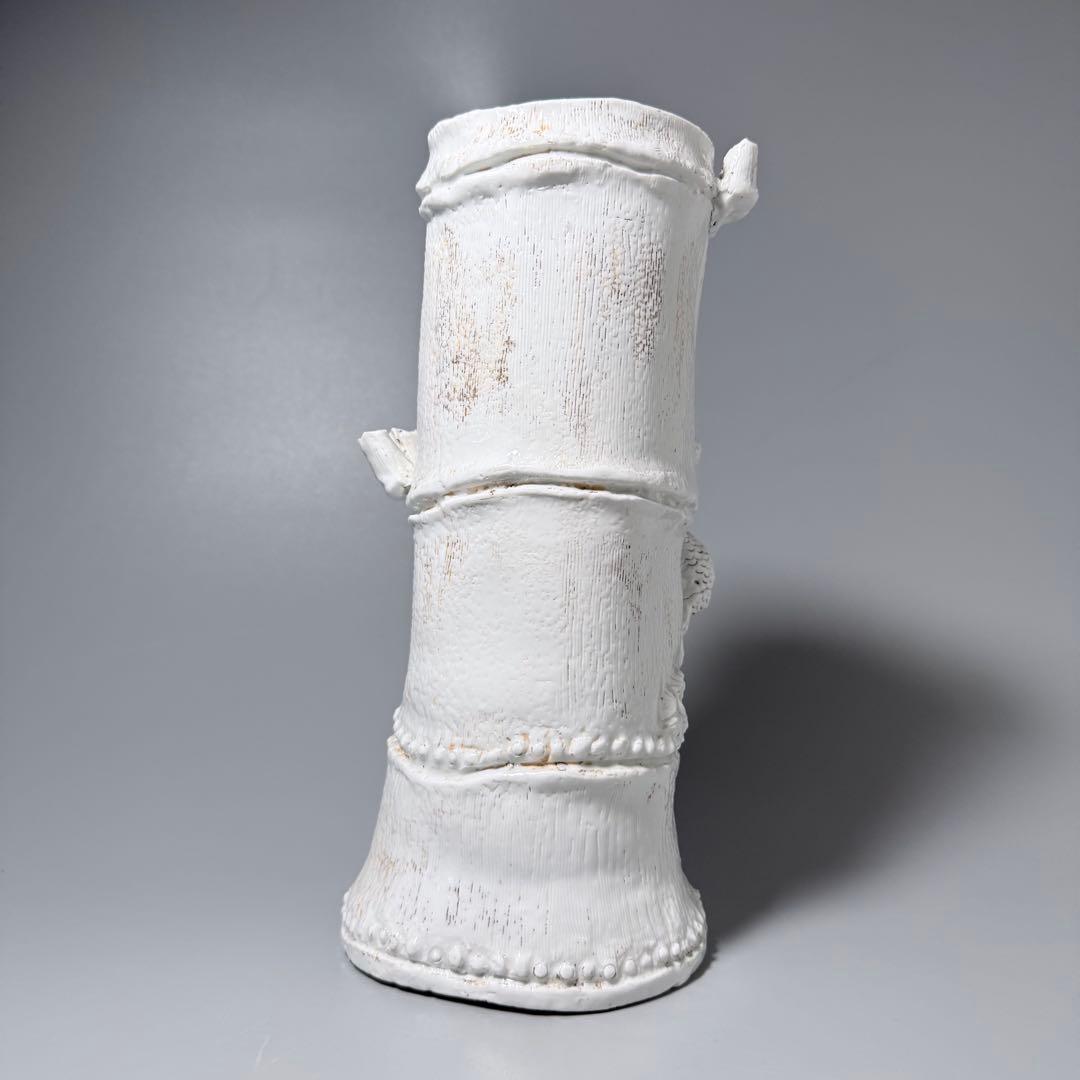江戸後期　平戸焼　白磁玄武竹形花器　共箱　迫力の造形美　大珍品　蒐集家旧蔵