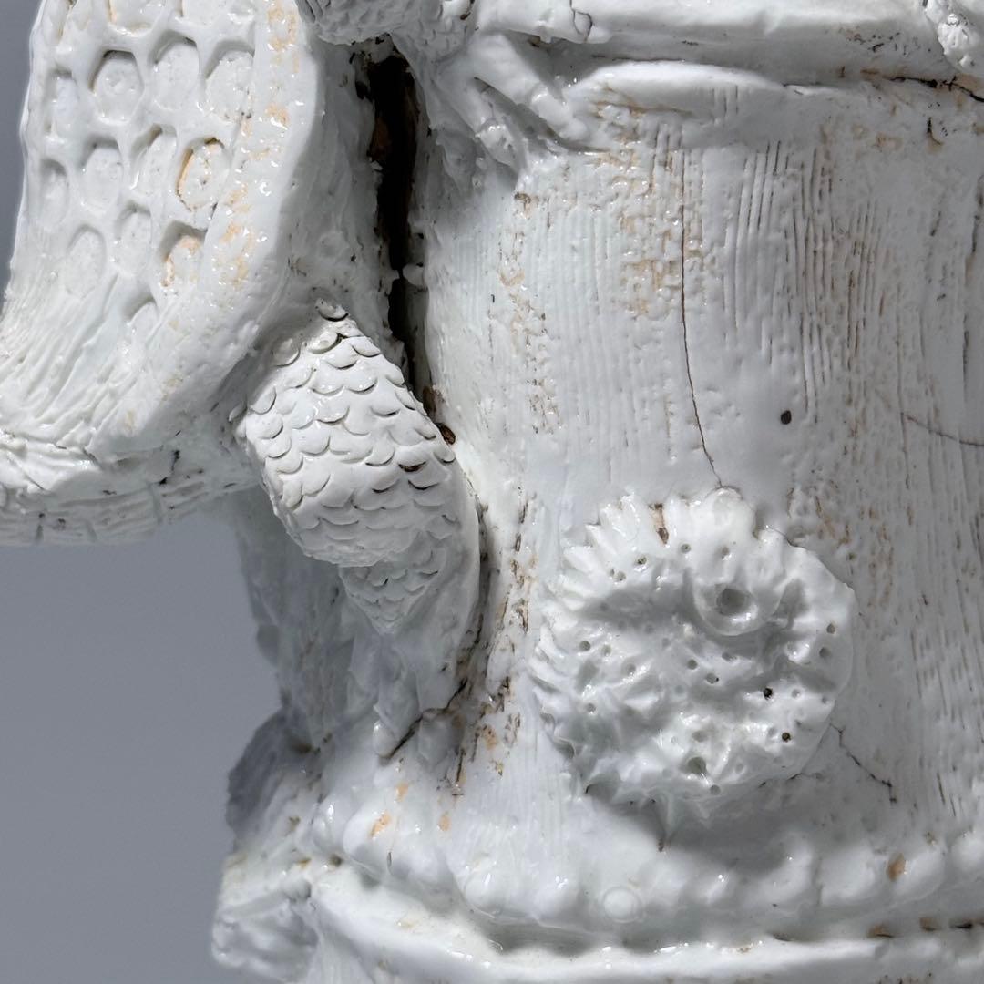 江戸後期　平戸焼　白磁玄武竹形花器　共箱　迫力の造形美　大珍品　蒐集家旧蔵