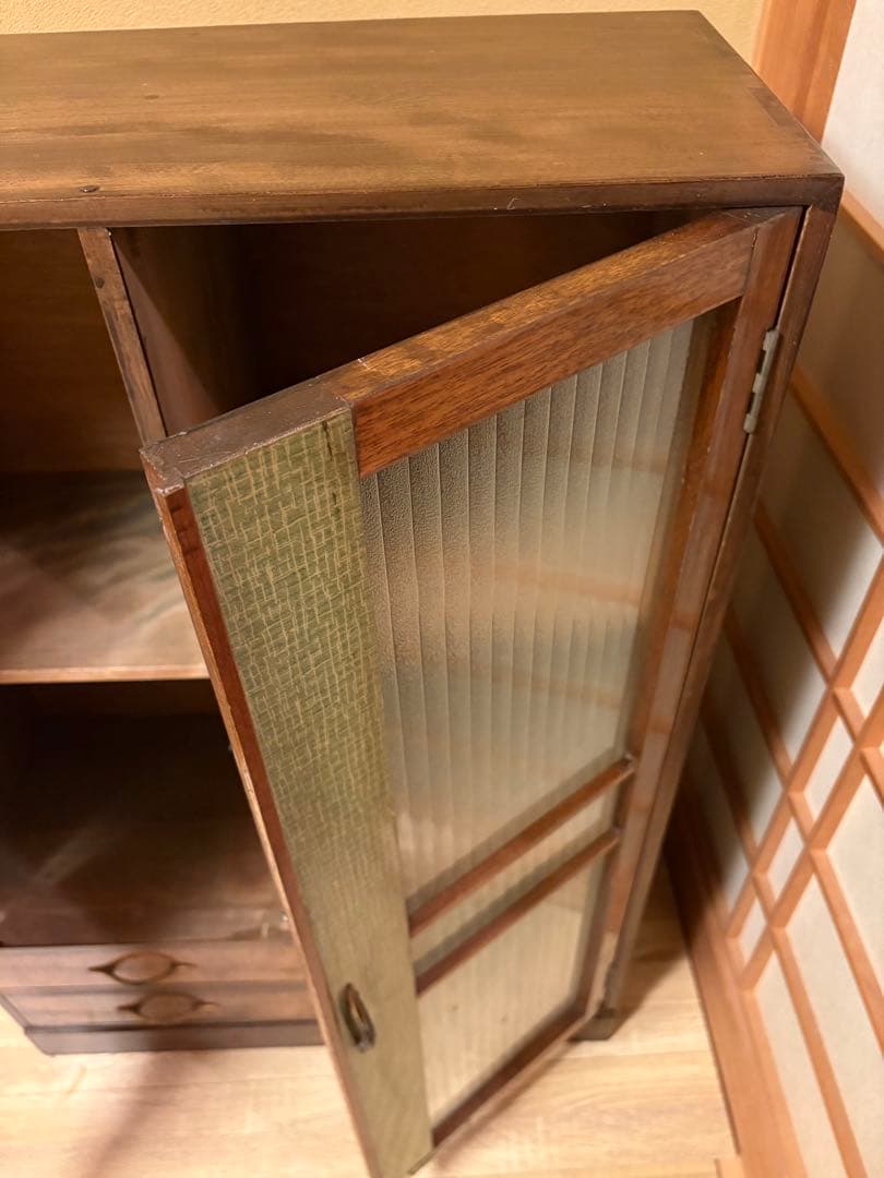 昭和レトロ　書棚　ガラス　キャビネット