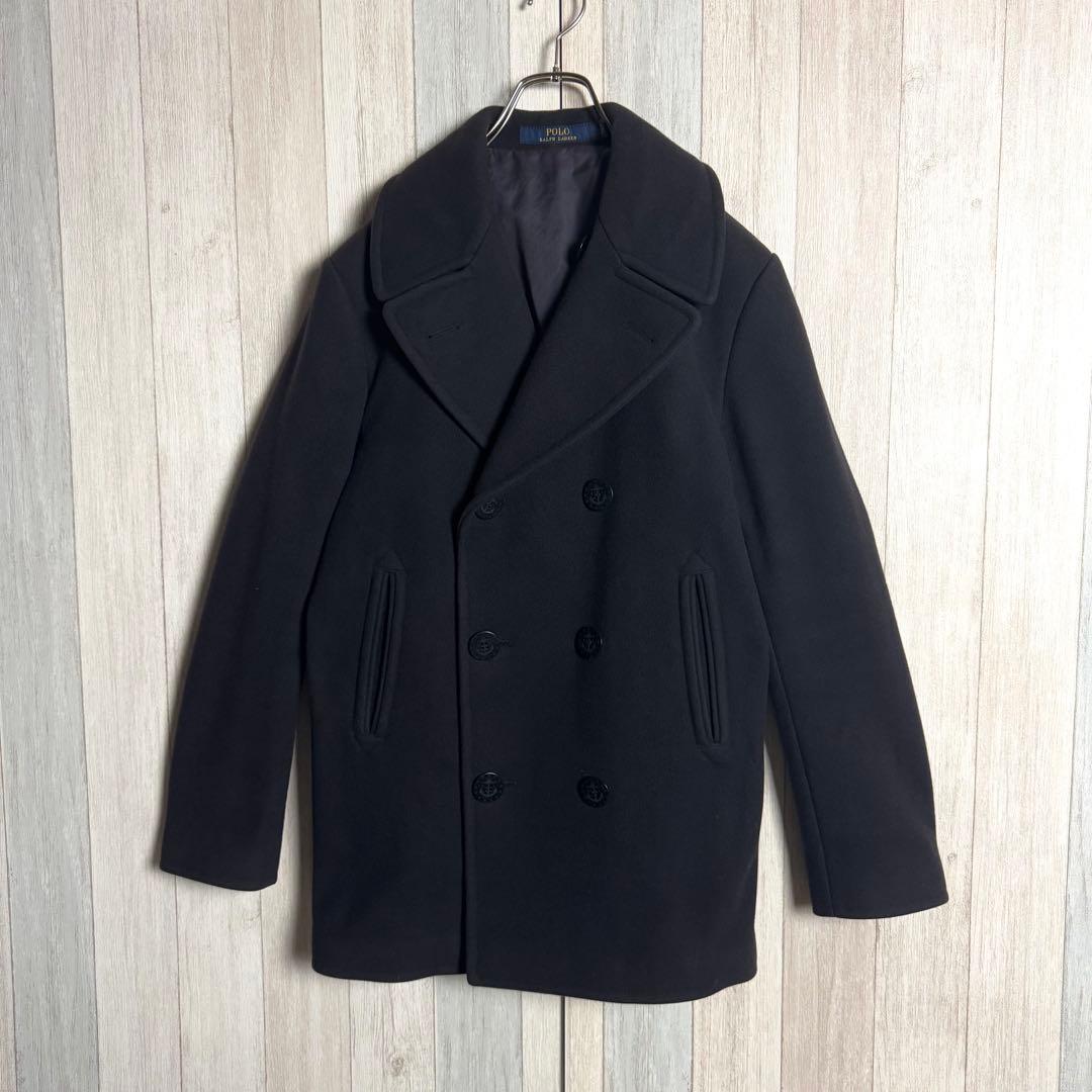 3271【希少イタリア製・美品】現行 ラルフローレン メルトンウール ピーコート