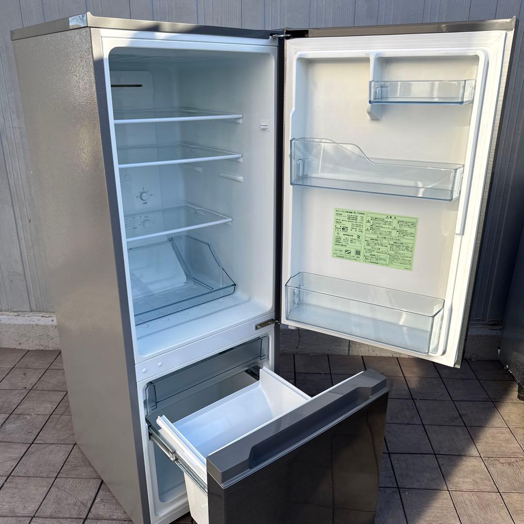 美品 HITACHI 2021年製 2ドア冷蔵庫 メタリックシルバー 154L