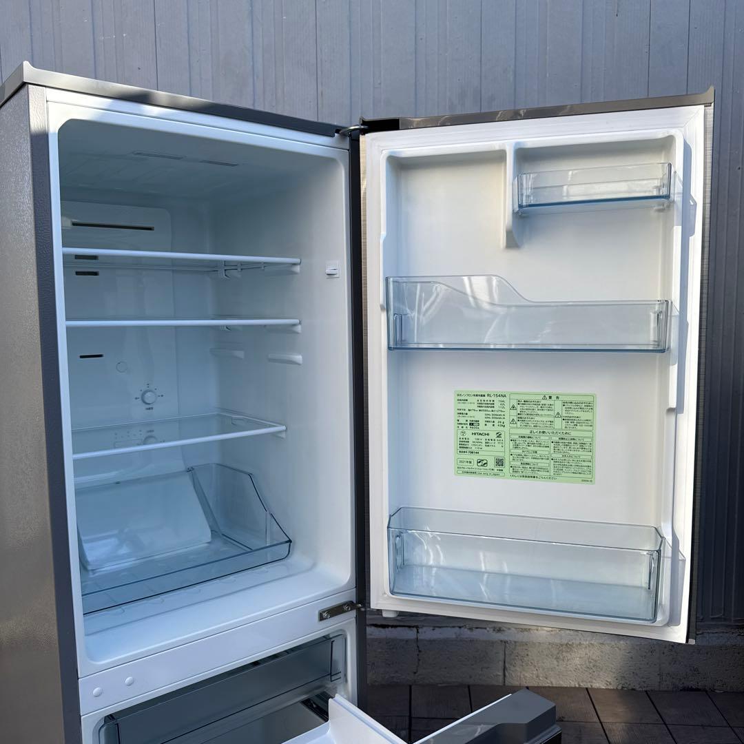 美品 HITACHI 2021年製 2ドア冷蔵庫 メタリックシルバー 154L