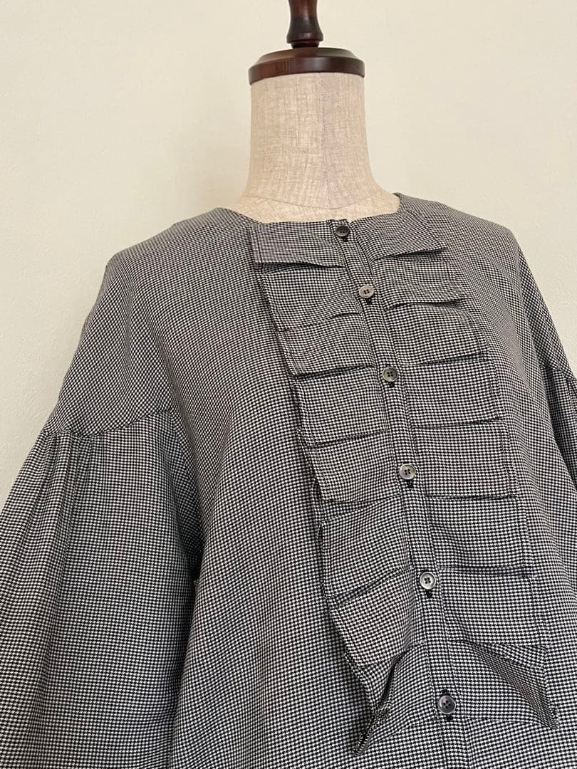 完売【リゼッタ】千鳥格子柄のブラウス『パメラ』　日本製