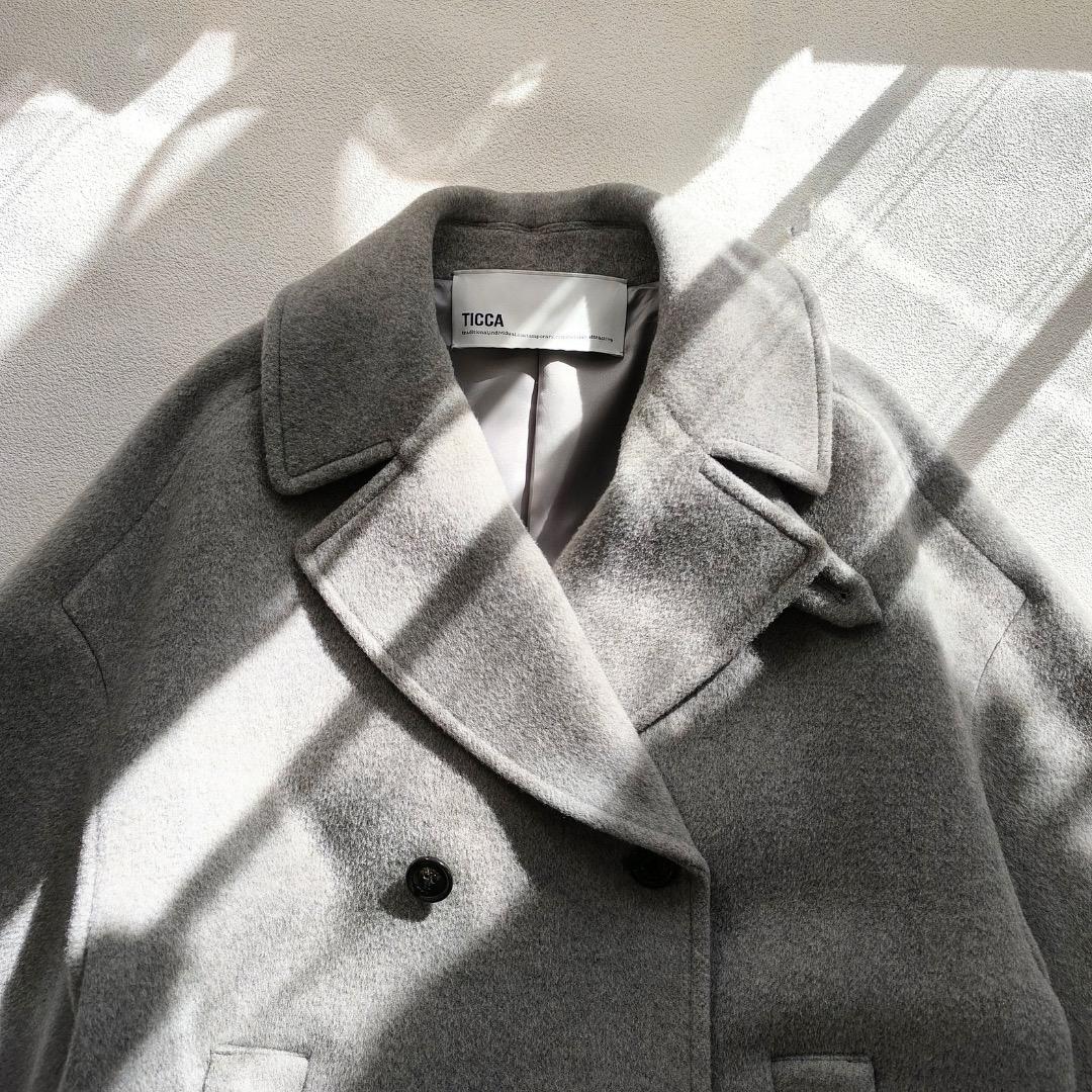 美品 ティッカ TICCA ウール ピーコート コート 2023 AW グレー