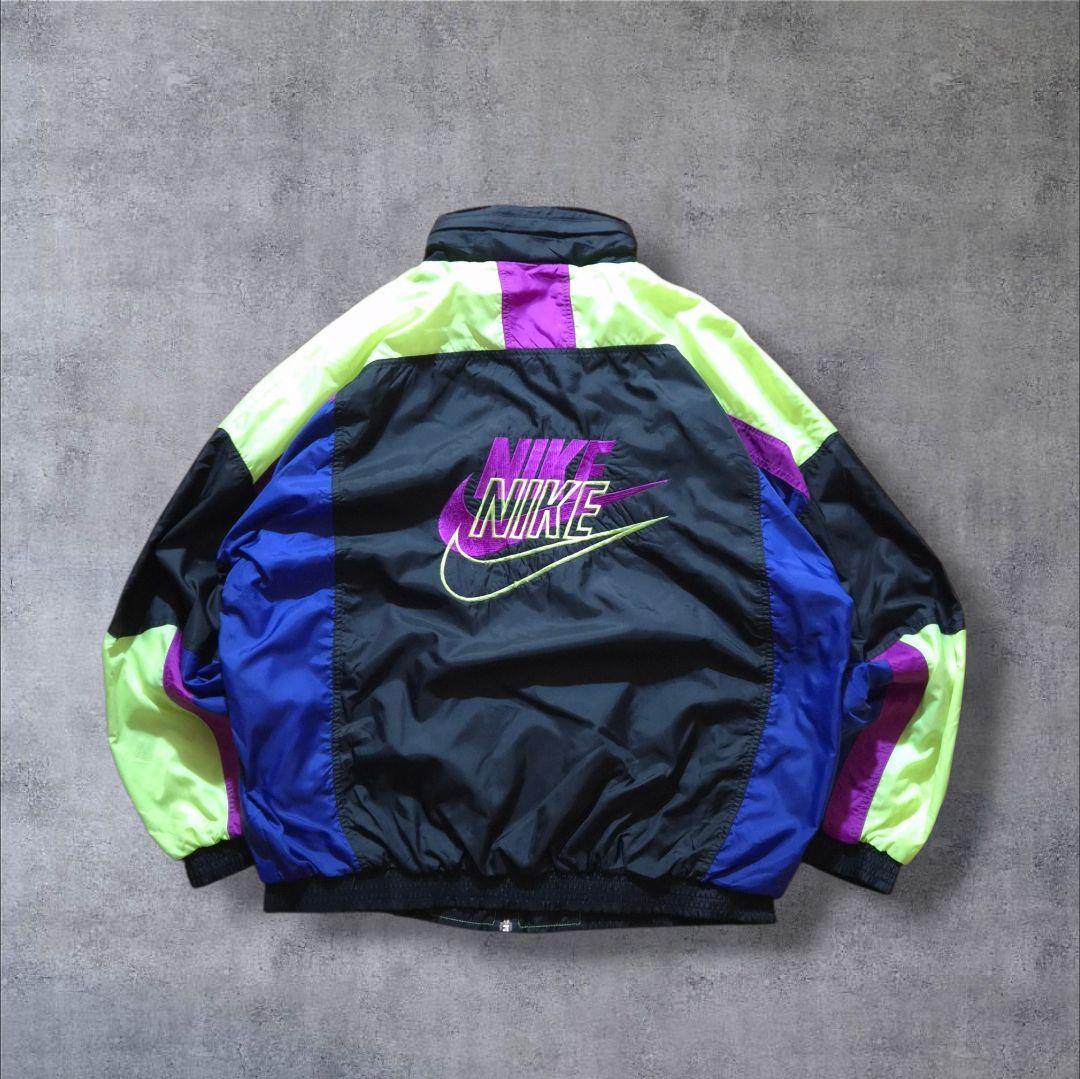 90s 銀タグ NIKE ナイキ ナイロンジャケット スウッシュ刺繍ロゴ